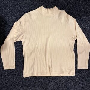 Pastel Yellow ribbed mock neck long sleeve top